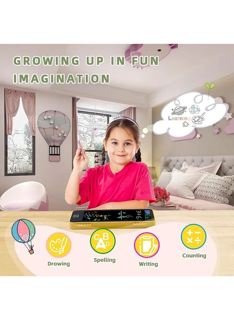 2-in-1 Pencil Case, Geometry Box with LCD Screen, LCD Graphic Writing Tablet with Pen Box, Magic Pen Box with LCD Board, Drawing Pen Bag. Kids Pencil Case with LCD Screen and Writing Pen with Erase Button, Kids Birthday Gift "Yellow" - Image 4