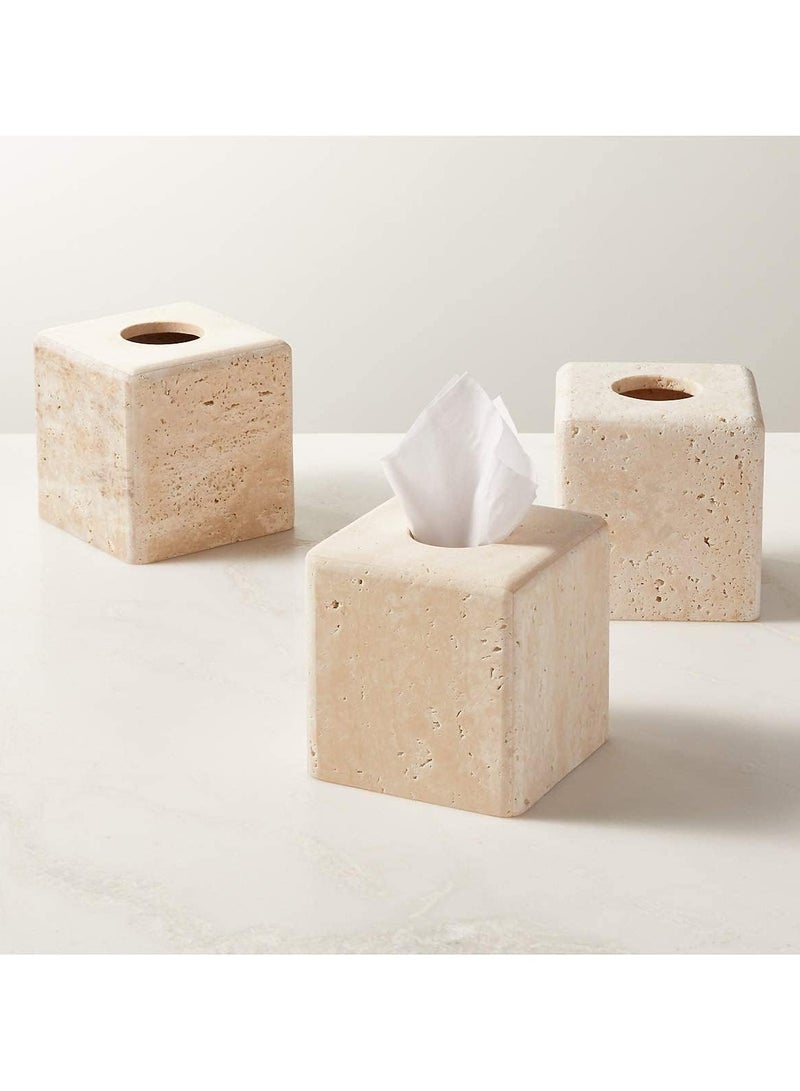 Travertine Tissue Box Cover Holder Case 16x16x14.5cm - Image 1