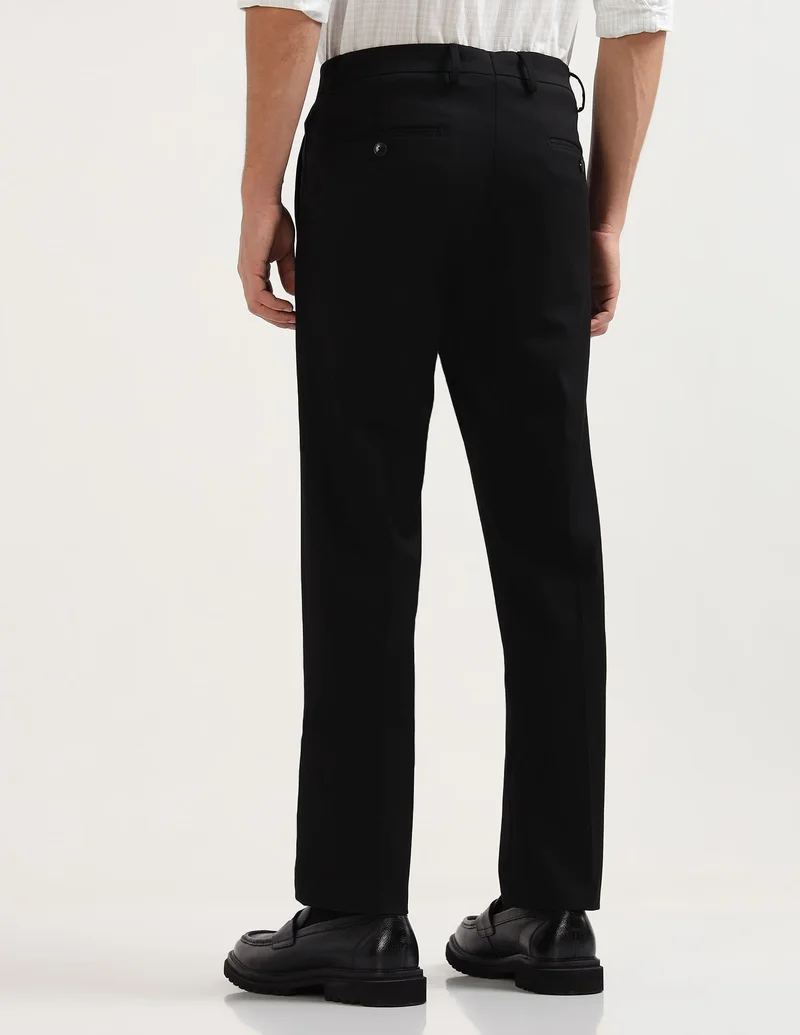 Arrow Black Mid Rise Regular Fit Trousers for Men | Best Price UAE