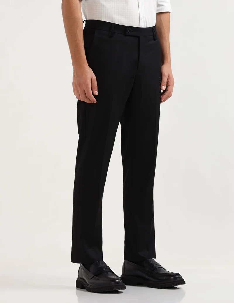 Arrow Black Mid Rise Regular Fit Trousers for Men | Best Price UAE
