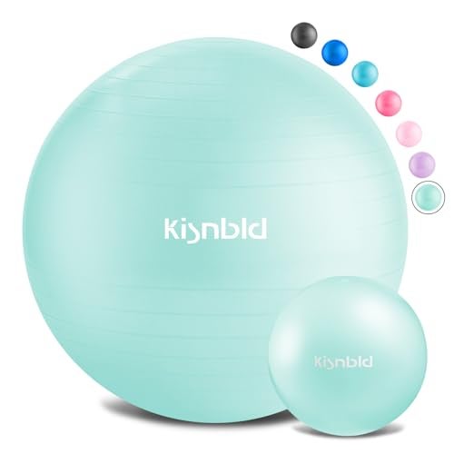 kisnbld Exercise Ball, Extra Thick Yoga Ball for Workout Pregnancy Stability, 4 Sizes Anti-Burst Balance Ball with Foot Pump - Heavy Duty Fitness Ball Chair for Office, Home & Gym - Image 1