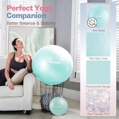 kisnbld Exercise Ball, Extra Thick Yoga Ball for Workout Pregnancy Stability, 4 Sizes Anti-Burst Balance Ball with Foot Pump - Heavy Duty Fitness Ball Chair for Office, Home & Gym - Image 4