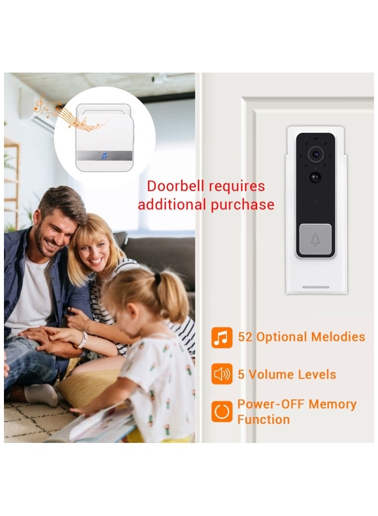 B10 52 Chimes 110dB Doorbell Receiver Low Power Consumption Home Door Tools, EU Plug, AC 90-260V - Image 2