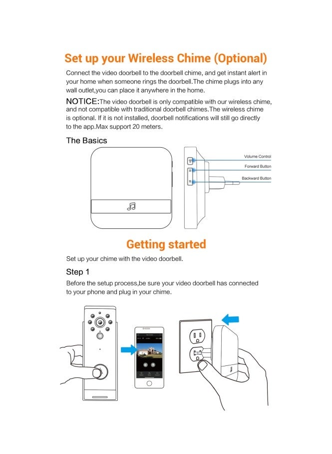 B10 52 Chimes 110dB Doorbell Receiver Low Power Consumption Home Door Tools, EU Plug, AC 90-260V - Image 3