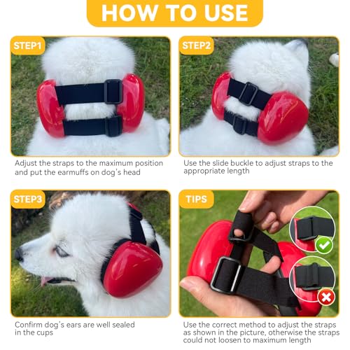 derYEP Dog Earmuffs for Hearing Protection 29dB NRR Ear Muffs Noise Protection (Small, Red) - Image 4