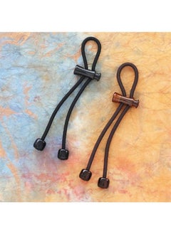 Sliding Ponytail Holder, Set of 2 - Acrylic Charms - Black/ Brown Elastic Hair Ties