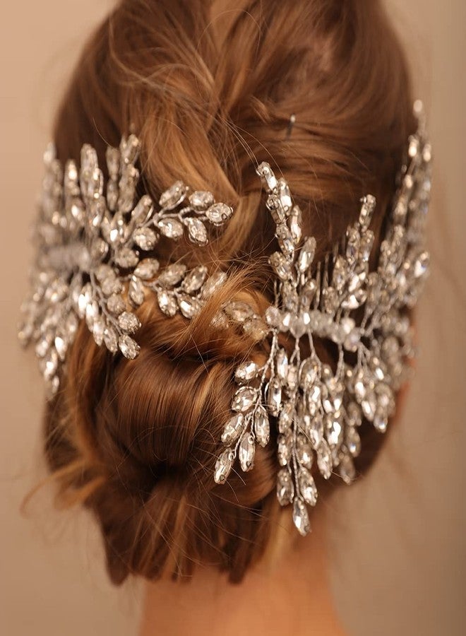 BERYUAN Rhinestone Wedding Hair Accessory Crystal Wide Headband for Bride (Gold) - Image 3