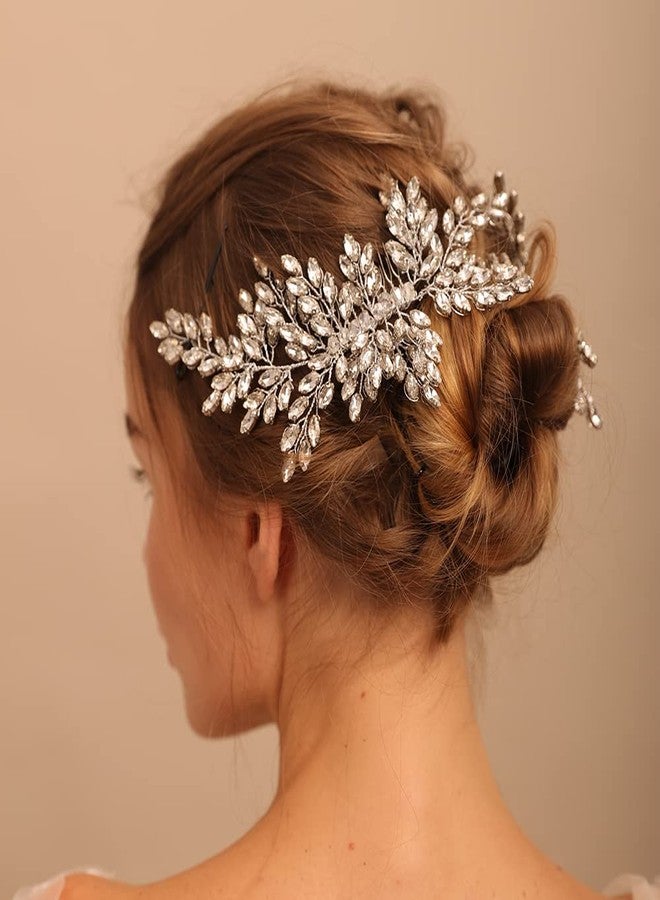 BERYUAN Rhinestone Wedding Hair Accessory Crystal Wide Headband for Bride (Gold) - Image 4