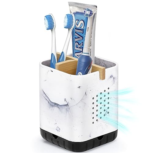 Boperzi Electric Toothbrush Holders for Bathroom Countertop, Detachable Toothbrush and Razor Holder Drainage for Shower, Kids Toothbrush and Toothpaste Holder, 3 Slots Bamboo Toothbrush Organizer - Image 1