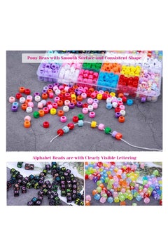 SYOSI Bead Bracelet Making Kit Bead Friendship Bracelets Kit with Pony Beads Letter Beads Charm Beads and Elastic String for Bracelet and Jewelry Making DIY  - Image 2