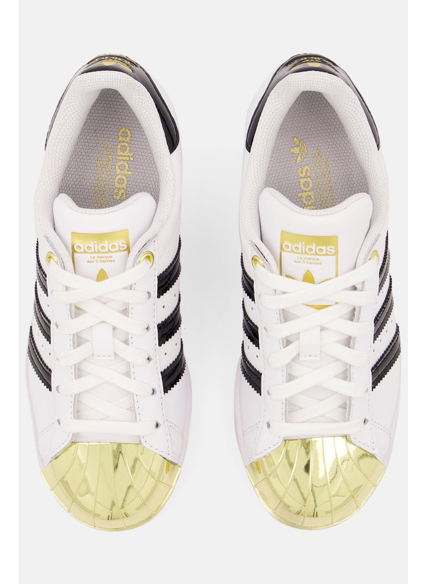 adidas Originals Women Superstar Metal Toe Lace UP Casual Shoes, White Combo  - Image 4