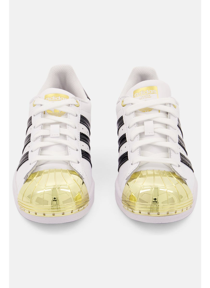 adidas Originals Women Superstar Metal Toe Lace UP Casual Shoes, White Combo  - Image 3