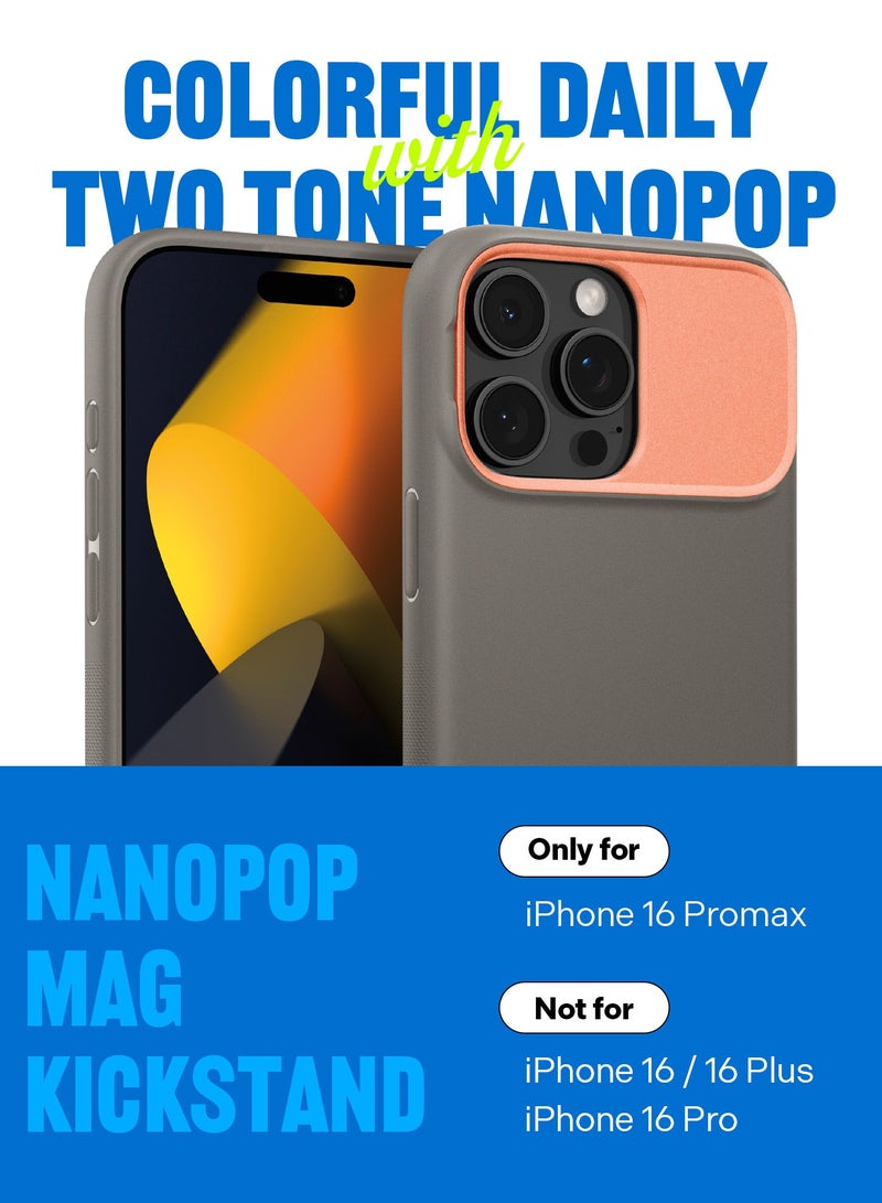 Caseology Nano Pop Mag Kickstand iPhone 16 Pro MAX MagSafe Case Cover Mil Grade - Papaya Gray - Image 2