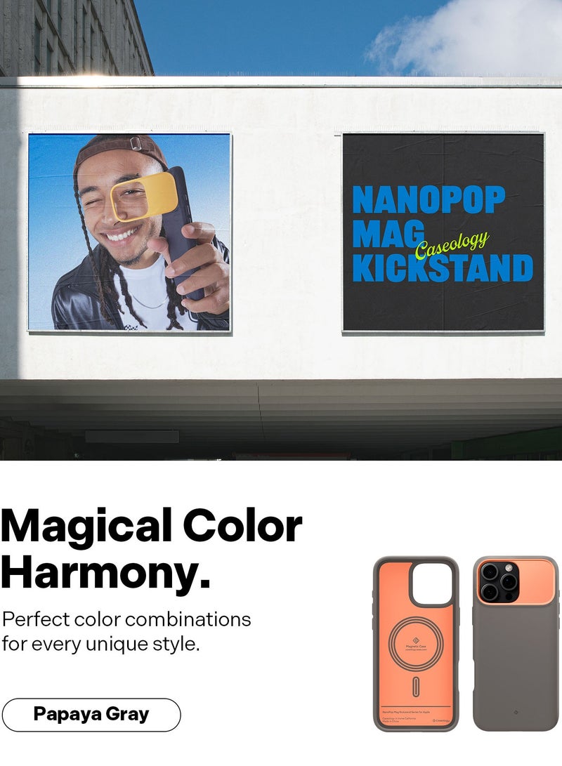 Caseology Nano Pop Mag Kickstand iPhone 16 Pro MAX MagSafe Case Cover Mil Grade - Papaya Gray - Image 3