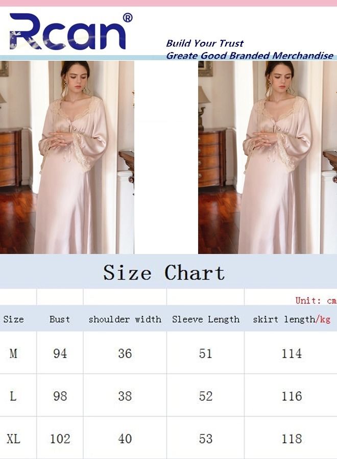 Rcan Fashion French Retro Princess Style Pajamas with Chest Pad V Neck Short Sleeve Dress Soft Satin Sleepwear Nightdress Loungewear Skirt Plus Size for Women - Image 5