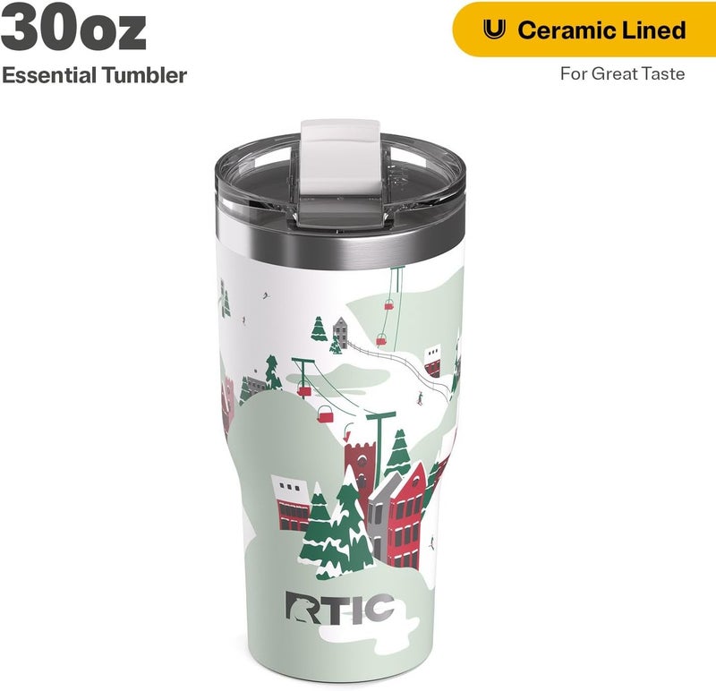 RTIC 30oz Essential Tumbler with Lid, Ceramic Lined, Insulated, Stainless Steel, Metal, Double Wall Vacuum-Insulation, Travel Cup for Iced Coffee, Tea, Hot and Cold Drink, Apres Ski - Image 1