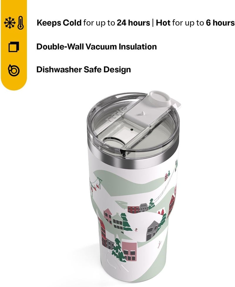 RTIC 30oz Essential Tumbler with Lid, Ceramic Lined, Insulated, Stainless Steel, Metal, Double Wall Vacuum-Insulation, Travel Cup for Iced Coffee, Tea, Hot and Cold Drink, Apres Ski - Image 2