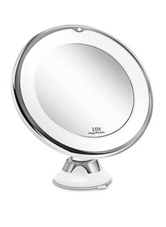 Hihonor 10X Magnifying Makeup Mirror with Lights, 3 Color Lighting, Bathroom Shower Mirror with Suction Cup, Intelligent Switch, 360 Degree Rotation, Portable for Detailed Makeup  - Image 1