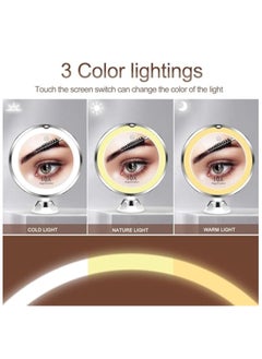 Hihonor 10X Magnifying Makeup Mirror with Lights, 3 Color Lighting, Bathroom Shower Mirror with Suction Cup, Intelligent Switch, 360 Degree Rotation, Portable for Detailed Makeup  - Image 5