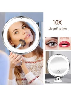 Hihonor 10X Magnifying Makeup Mirror with Lights, 3 Color Lighting, Bathroom Shower Mirror with Suction Cup, Intelligent Switch, 360 Degree Rotation, Portable for Detailed Makeup  - Image 2