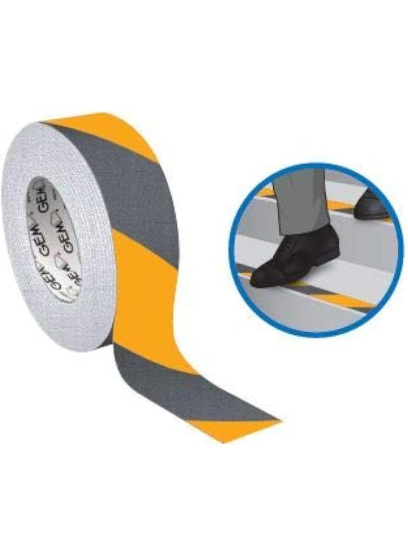 Gem Anti-Slip Tape 50mm x 15m Black/Yellow Strong Adhesive Durable Grip - Image 1