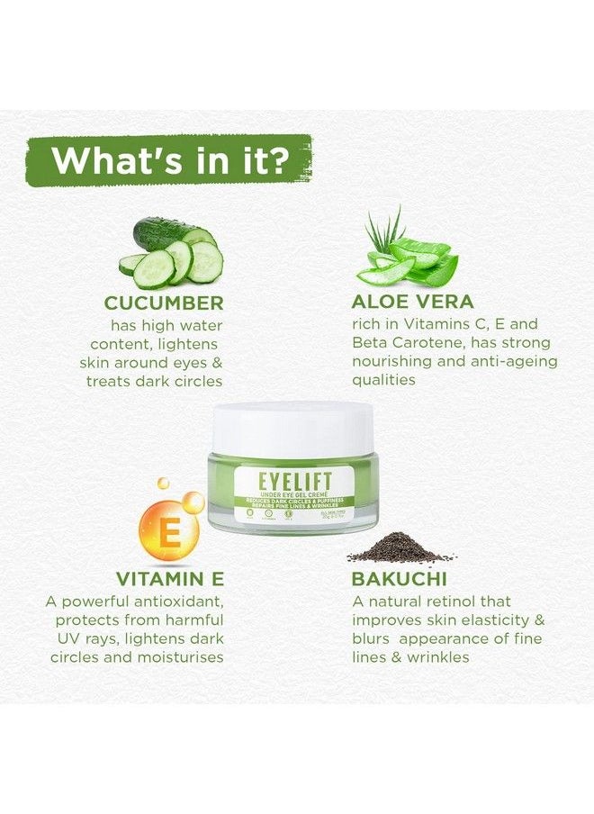 Bella Vita Organic - Eyelift Hydrating Natural Under Eye Cream Gel For Dark Circles Puffy Eyes Wrinkles & Removal Of Fine Lines For Women & Men 20 Gm (Pack Of 2) - Image 1