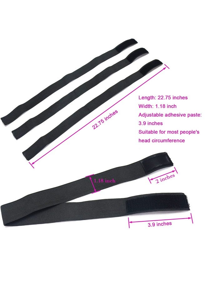 BLUPLE Luple 3 Pcs Adjustable Elastic Band For Wigs Edges Lace Melting Bands Edge Laying Bands Elastic Wig Bands With Velcr Thick Comfortable Durable (3 Pcs Black) - Image 5