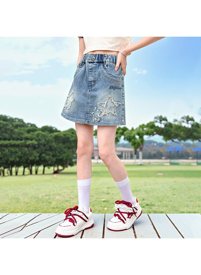 Bumblebee Girls' Denim Skirt Shorts Summer Thin 2025 New Fashionable Korean Style Skort For Girls - Image 2