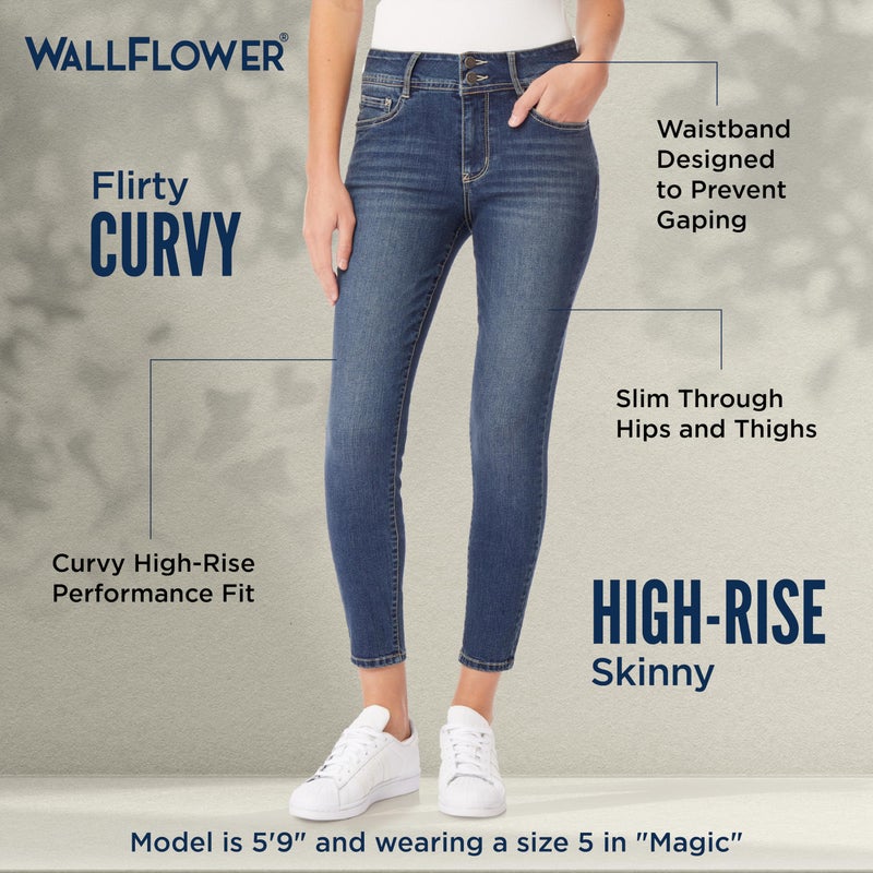 WallFlower Women's Flirty Curvy Skinny High Rise Insta Stretch Juniors Jeans (Standard and Plus), Carbon, 7 - Image 4
