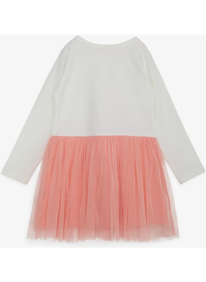 Breeze Girl Child Long Sleeve Dress Tulle Text Printed 1.5-5 Years, Ecru