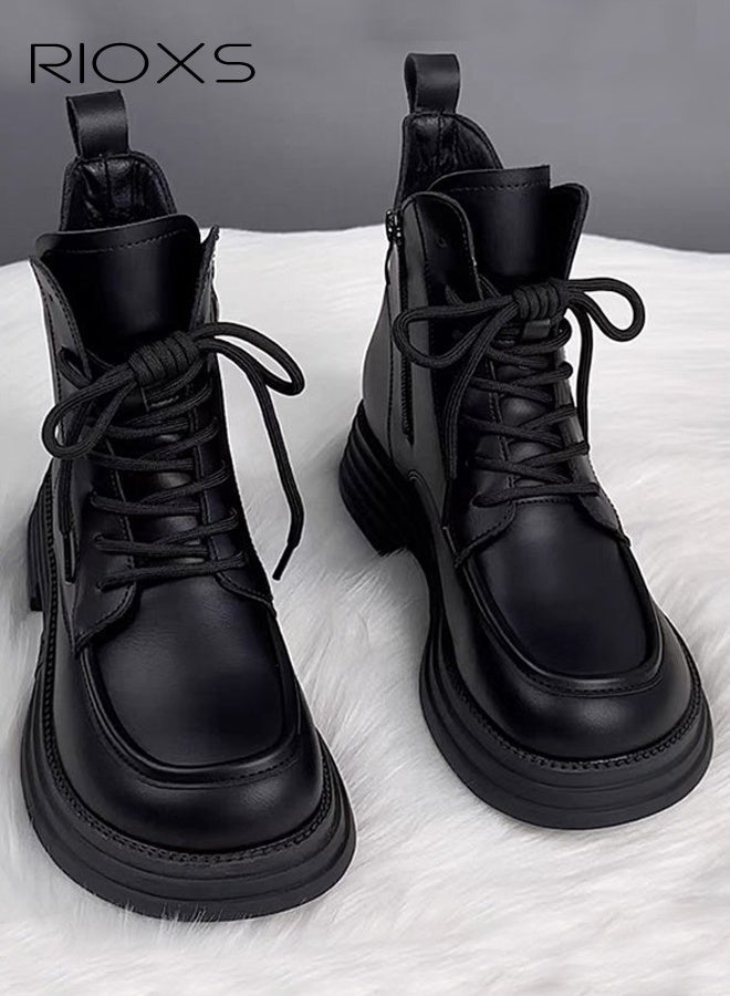 ريوكس حذاء ركبة للنساء، حذاء منصة كلاسيكي مُلصق للنساء، حذاء سلتيير كومبات بتصميم عريض للأزياء، حذاء كوس ذو أصابع مستديرة مع إغلاق جانبي، حذاء ركبة متعدد الاستخدامات للسيدات، حذاء بقدم ممتدة عريضة، حذاء كونور الأنيق للاستزجال/ التسوق/ المشي، حذاء راكب أسود بساق متوسطة - Image 1