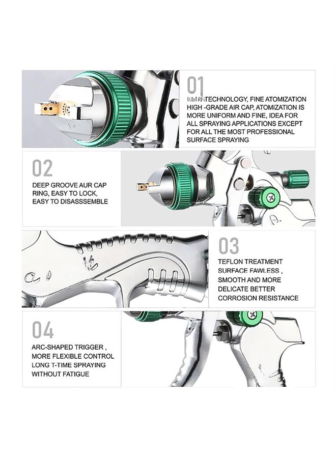 Professional Spray Gun Set Gravity Feed Air Spray Gun with 1.4, 1.7, 2.0mm Nozzles, 20 oz, 600cc with Gauge for Auto Paint, Primer, Clear/Top Coat & Touch-Up - Image 3