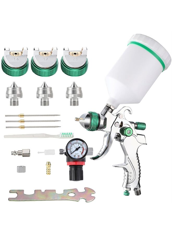 Professional Spray Gun Set Gravity Feed Air Spray Gun with 1.4, 1.7, 2.0mm Nozzles, 20 oz, 600cc with Gauge for Auto Paint, Primer, Clear/Top Coat & Touch-Up - Image 1