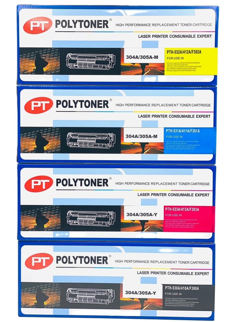 بوليتونر حبر HP-304A  اتش بي  المتوافق مع حبر  بولي تونر  POLYTONER 304A/305A /312A HP Color Laser Jet CM2320/N/MFP / CM2320/fmfp/CP2025/n/CP2025dn/X/Pro 300/400/ Color m351/m375/nw/M451DN/DW/M475W/m4 - Image 1