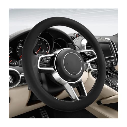 DXNQ Car Steering Wheel Cover 13 to 1417 inches AntiSlip Silicone Steering Wheel Protector Soft Flexible ShockAbsorbent Steering Wheel Protective Cover for Most Car Models Black - Image 1
