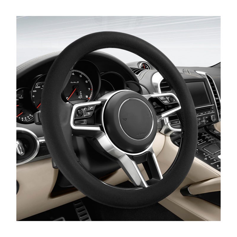 DXNQ Car Steering Wheel Cover 13 to 1417 inches AntiSlip Silicone Steering Wheel Protector Soft Flexible ShockAbsorbent Steering Wheel Protective Cover for Most Car Models Black - Image 2