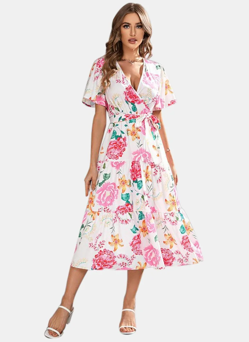 يونيكي White Floral Printed Dress