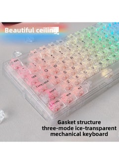 Generic Crystal Axis X87RGB Wireless Mechanical Keyboard Ice Spirit Three-mode Bluetooth Customized Hot Plug Code Word Transparent-Colour:Salt White Axis-45g Paragraph Axis-98 Key White And Blue Color Matching Single-mode Wired Full-key Hot-swappable/pbt Cap Free Spare Cap-official Standard  - Image 3