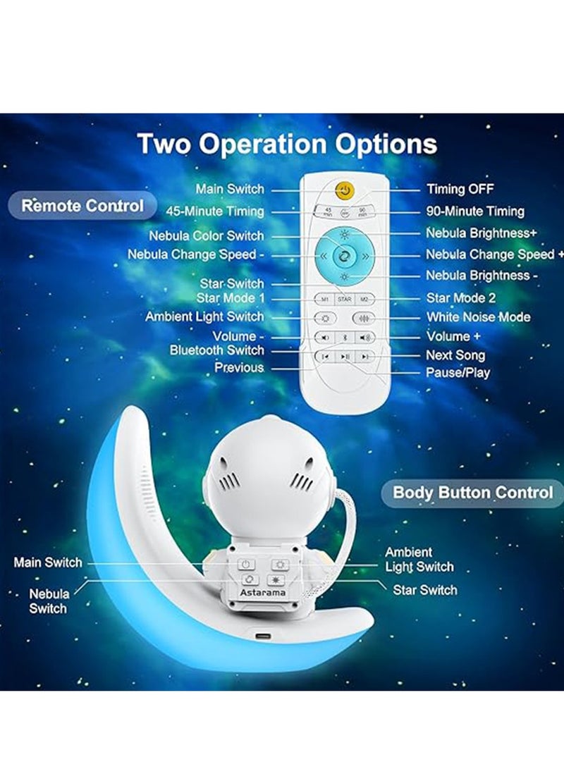 BlueFire Astronaut Starry Sky Galaxy Projector | 5-in-1 Space Night Light with White Noise, Bluetooth Speaker, Remote & Timer | Moon Lamp Ceiling Projector for Kids Bedroom, Game Room, Party & Gifts - Image 5