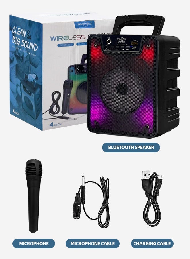مكبر صوت كاريوكي بلوتوث مع ميكروفونات لاسلكية - جهاز صوتي محمول للحفلات للكبار والصغار - غناء منزلي داخلي/خارجي مع إضاءة LED - يدعم SD وAUX وUSB - هدايا العيد - Image 2