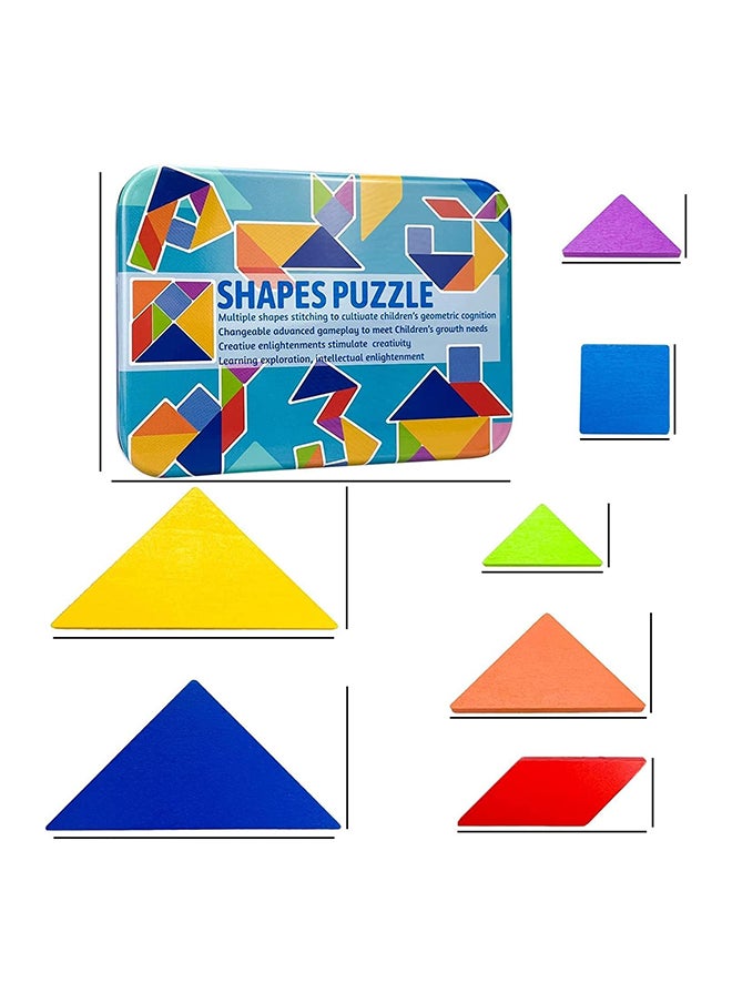 SKY-TOUCH SKY-TOUCH Early Development Tangram Pattern Puzzles Set，Wooden Puzzle Blocks Colorful Tangram Sorting，Stacking Games Montessori Educational Toys，60 Design Cards with 120 Pattern Jigsaw Puzzle  - Image 2