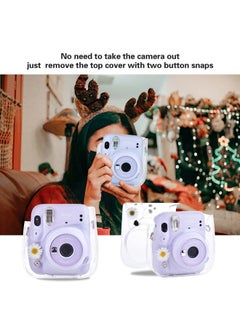 Geekria Clear Case Compatible with Fujifilm Instax Mini 12/11/9/8/8+/40, Clear PVC Camera Bag for Polaroid Camera Instax Mini 11 - White Flowers  - Image 3