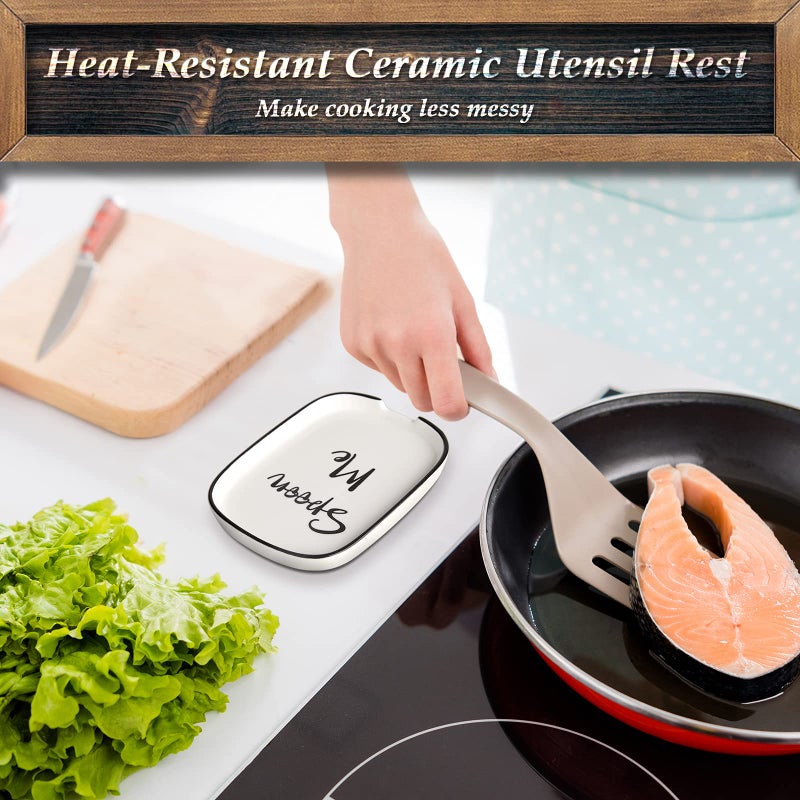 DAYYET Ceramic Spoon Rest for Stove Top, Large Spoon Holder for Kitchen Counter, Coffee Spoon Rest, Heat-Resistant Cooking Utensil Rest, Modern Kitchen Decor, Set of 2 - Image 4