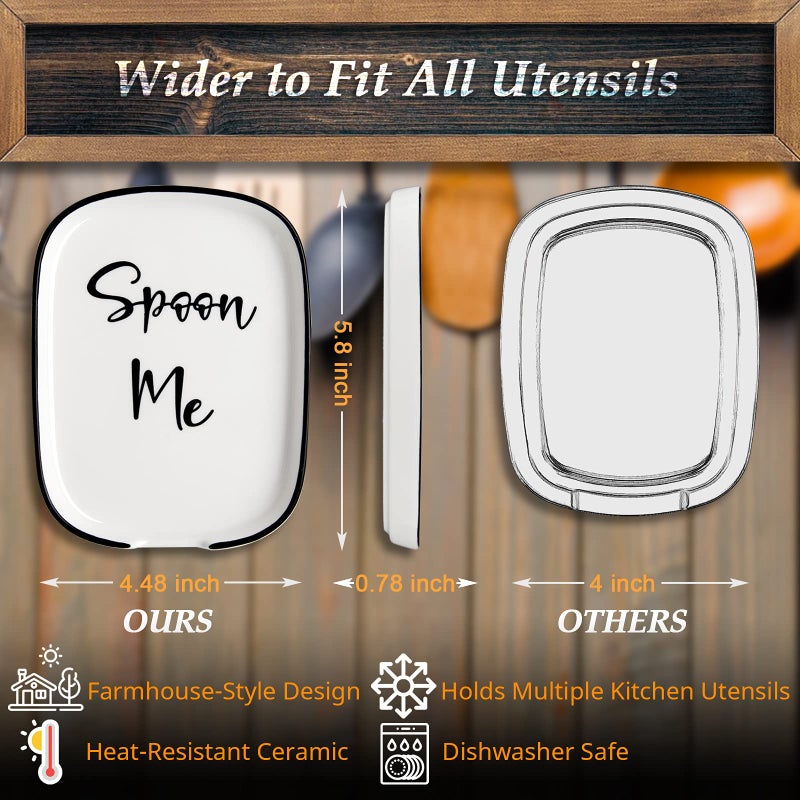 DAYYET Ceramic Spoon Rest for Stove Top, Large Spoon Holder for Kitchen Counter, Coffee Spoon Rest, Heat-Resistant Cooking Utensil Rest, Modern Kitchen Decor, Set of 2 - Image 2