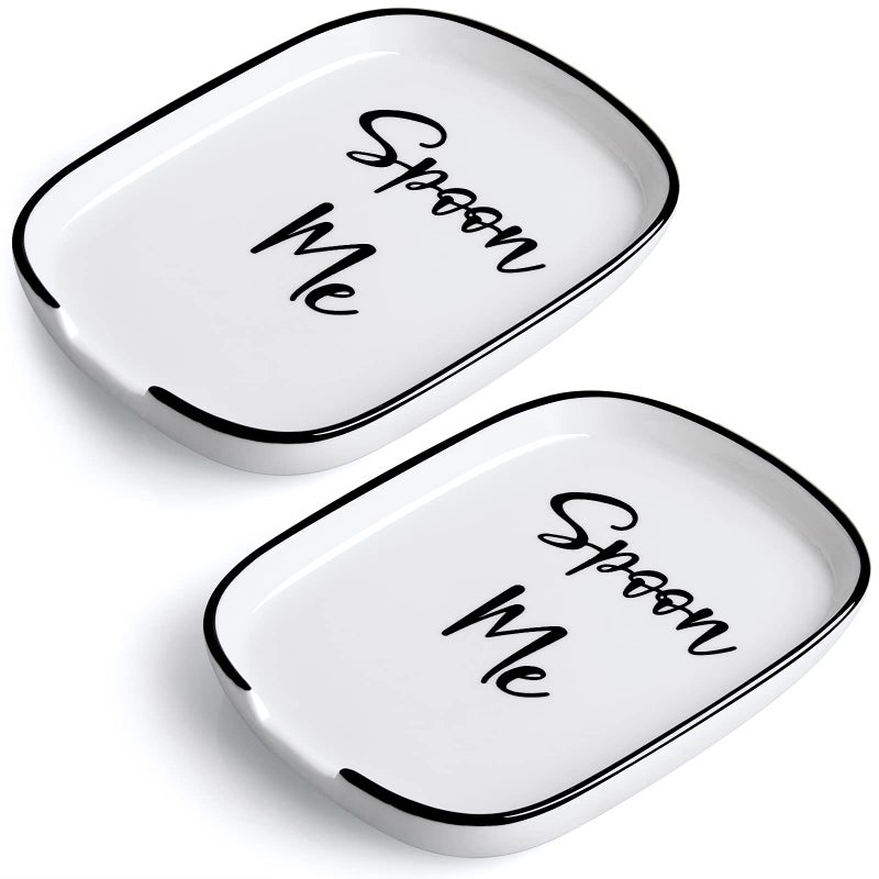 DAYYET Ceramic Spoon Rest for Stove Top, Large Spoon Holder for Kitchen Counter, Coffee Spoon Rest, Heat-Resistant Cooking Utensil Rest, Modern Kitchen Decor, Set of 2 - Image 1