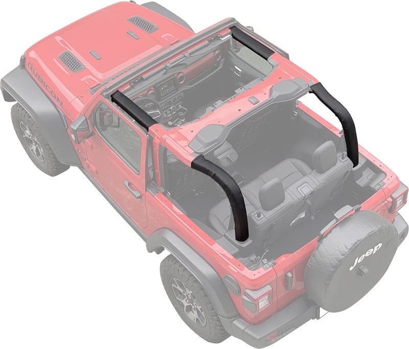 Shadeidea Roll Bar Padding Compatible with Jeep Wrangler JL (2018-2023) 2 Door - Black Vinyl Foam Laminated Pad Cover Kit Protection JLU Sahara Rubicon with Grab Bag - 3 Year Warranty - Image 1
