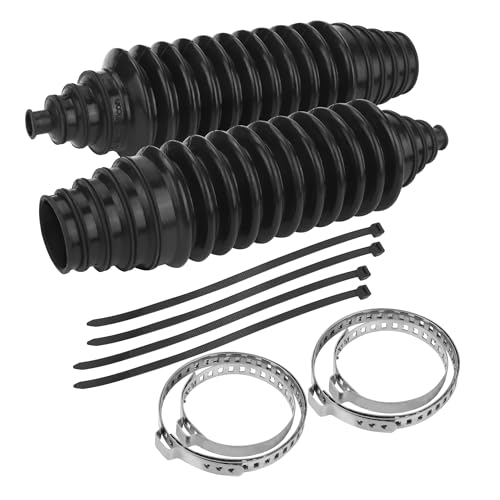 A.I.FORCE Universal Steering Rack and Pinion Tie Rod Boots, Silicone Bellow Boots with 2 Pieces Gaiter Pinion Boots, 4 Pieces Locking C-Clamps and 6 Pieces Cable Ties, Black - Image 1
