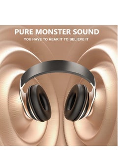 Excefore Wireless Headphones Over Ear, 6 EQ Modes Bluetooth 65 Hours Playtime Foldable Lightweight Headphones,with Built-in HD Mic, FM, SD/TF for PC/Home (Black & Gold)  - Image 5