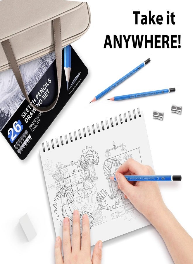 ROCOD Sketch Pencils for Kids and Adults Drawing, 26-Piece Profession Sketching Pencils, Drawing Pencil for Artists Beginner Sketching, Art Graphite Pencil 6B to 4H - Image 4