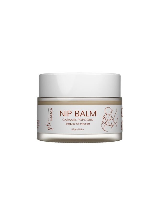 GLOMAMA Nipple Balm/Butter for Breastfeeding Mom | Caramel Popcorn Saquez Oil Infused | Lanolin Nip Balm for Sore, Cracked Nipples - Tasteless & Odorless | Fast Absorbing & Clinically Proven Safe for Baby | 30g - Image 1